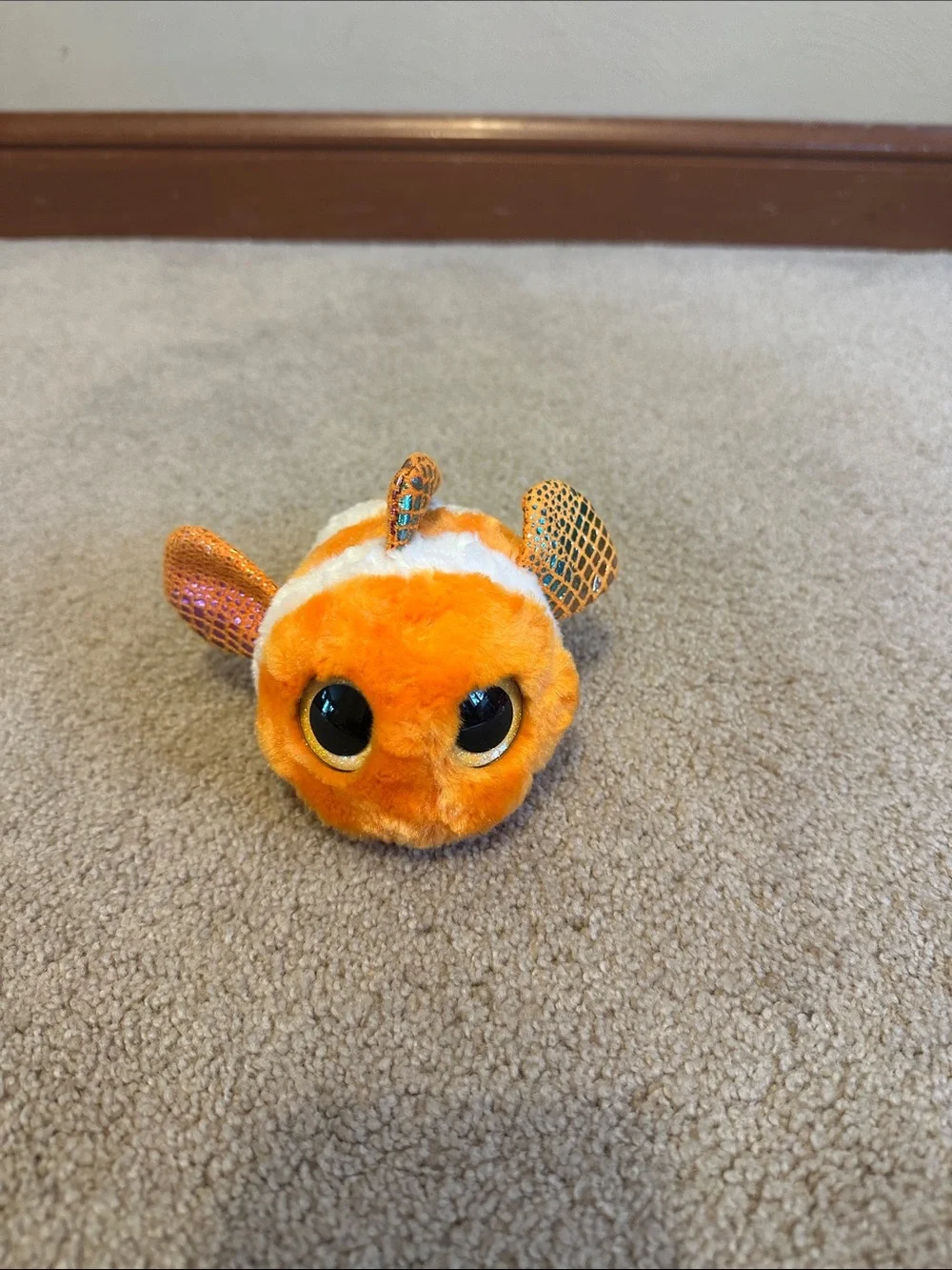 Plush Clownfish Pet Toy - Orange and White